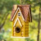 Glitzhome 12"H Retro Yellow Distressed Solid Wood Cottage Birdhouse