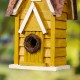 Glitzhome 12"H Retro Yellow Distressed Solid Wood Cottage Birdhouse