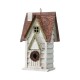 Glitzhome 12"H Washed White Distressed Solid Wood Cottage Birdhouse