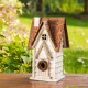 Glitzhome 12"H Washed White Distressed Solid Wood Cottage Birdhouse