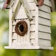 Glitzhome 12"H Washed White Distressed Solid Wood Cottage Birdhouse