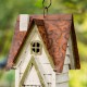 Glitzhome 12"H Washed White Distressed Solid Wood Cottage Birdhouse