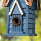 Glitzhome 12"H Retro Blue Distressed Solid Wood Cottage Birdhouse