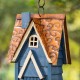 Glitzhome 12"H Retro Blue Distressed Solid Wood Cottage Birdhouse