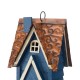 Glitzhome 12"H Retro Blue Distressed Solid Wood Cottage Birdhouse