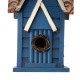 Glitzhome 12"H Retro Blue Distressed Solid Wood Cottage Birdhouse