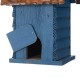 Glitzhome 12"H Retro Blue Distressed Solid Wood Cottage Birdhouse