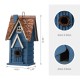 Glitzhome 12"H Retro Blue Distressed Solid Wood Cottage Birdhouse