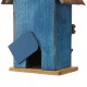 Glitzhome 10.25"H Retro Blue Distressed Solid Wood Birdhouse with 3D Flowers