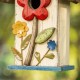 Glitzhome 10.25"H Washed White Distressed Solid Wood Birdhouse with 3D Flowers