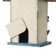 Glitzhome 10.25"H Washed White Distressed Solid Wood Birdhouse with 3D Flowers