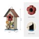 Glitzhome 10.25"H Washed White Distressed Solid Wood Birdhouse with 3D Flowers