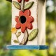 Glitzhome 13.75"H Washed White Two-Tiered Distressed Solid Wood Birdhouse with 3D Flowers