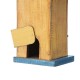 Glitzhome 13.75"H Washed Yellow Two-Tiered Distressed Solid Wood Birdhouse with 3D Flowers