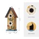 Glitzhome 13.75"H Washed Yellow Two-Tiered Distressed Solid Wood Birdhouse with 3D Flowers