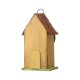 Glitzhome 9.75"H Washed Yellow Distressed Solid Wood Birdhouse with 3D Tree and Bird