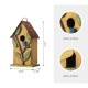 Glitzhome 9.75"H Washed Yellow Distressed Solid Wood Birdhouse with 3D Tree and Bird