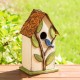 Glitzhome 9.75"H Washed White Distressed Solid Wood Birdhouse with 3D Tree and Bird