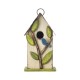 Glitzhome 9.75"H Washed White Distressed Solid Wood Birdhouse with 3D Tree and Bird