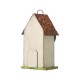 Glitzhome 9.75"H Washed White Distressed Solid Wood Birdhouse with 3D Tree and Bird