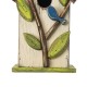 Glitzhome 9.75"H Washed White Distressed Solid Wood Birdhouse with 3D Tree and Bird