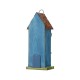 Glitzhome 13"H Washed Blue Two-Tiered Distressed Solid Wood Birdhouse with 3D Tree and Bird