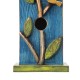 Glitzhome 13"H Washed Blue Two-Tiered Distressed Solid Wood Birdhouse with 3D Tree and Bird