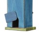 Glitzhome 13"H Washed Blue Two-Tiered Distressed Solid Wood Birdhouse with 3D Tree and Bird