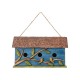 Glitzhome 15.75"L Oversized Washed Blue Distressed Solid Wood Cottage Birdhouse with 3D Tree and Birds