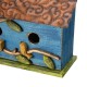 Glitzhome 15.75"L Oversized Washed Blue Distressed Solid Wood Cottage Birdhouse with 3D Tree and Birds
