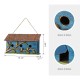 Glitzhome 15.75"L Oversized Washed Blue Distressed Solid Wood Cottage Birdhouse with 3D Tree and Birds