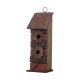 Glitzhome 14.5"H Brown/Red Pallets Two-Tiered Distressed Solid Wood Birdhouse with 3D Rustic Flowers