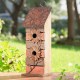 Glitzhome 14.5"H Brown/Red Pallets Two-Tiered Distressed Solid Wood Birdhouse with 3D Rustic Flowers