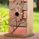 Glitzhome 14.5"H Brown/Red Pallets Two-Tiered Distressed Solid Wood Birdhouse with 3D Rustic Flowers