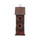 Glitzhome 14.5"H Brown/Red Pallets Two-Tiered Distressed Solid Wood Birdhouse with 3D Rustic Flowers