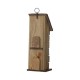 Glitzhome 14.5"H Brown/Red Pallets Two-Tiered Distressed Solid Wood Birdhouse with 3D Rustic Flowers