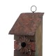 Glitzhome 14.5"H Brown/Red Pallets Two-Tiered Distressed Solid Wood Birdhouse with 3D Rustic Flowers