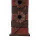 Glitzhome 14.5"H Brown/Red Pallets Two-Tiered Distressed Solid Wood Birdhouse with 3D Rustic Flowers