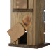 Glitzhome 14.5"H Brown/Red Pallets Two-Tiered Distressed Solid Wood Birdhouse with 3D Rustic Flowers