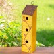 Glitzhome 18"H Oversized Retro Yellow Three-Tiered Distressed Solid Wood Window Shutters Birdhouse