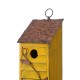 Glitzhome 18"H Oversized Retro Yellow Three-Tiered Distressed Solid Wood Window Shutters Birdhouse