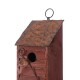 Glitzhome 18"H Oversized Retro Red Three-Tiered Distressed Solid Wood Window Shutters Birdhouse