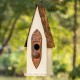 Glitzhome 13.25"H Washed White Distressed Solid Wood Birdhouse