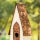 Glitzhome 13.25"H Washed White Distressed Solid Wood Birdhouse