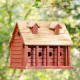 Glitzhome 14.25"L Oversized Retro Red Distressed Solid Wood Cottage Birdhouse with Natural Wood Roof