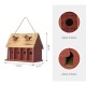 Glitzhome 14.25"L Oversized Retro Red Distressed Solid Wood Cottage Birdhouse with Natural Wood Roof