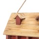 Glitzhome 14.25"L Oversized Retro Red Distressed Solid Wood Cottage Birdhouse with Natural Wood Roof