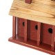 Glitzhome 14.25"L Oversized Retro Red Distressed Solid Wood Cottage Birdhouse with Natural Wood Roof