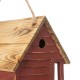 Glitzhome 14.25"L Oversized Retro Red Distressed Solid Wood Cottage Birdhouse with Natural Wood Roof