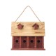 Glitzhome 14.25"L Oversized Retro Red Distressed Solid Wood Cottage Birdhouse with Natural Wood Roof